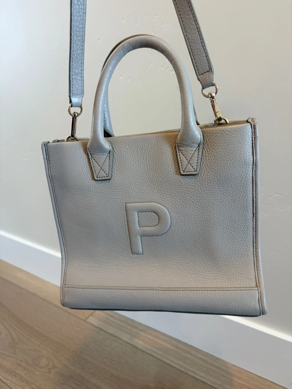 Leatherology Kress Mini Grey Leather Handbag satchel crossbody Personalized P